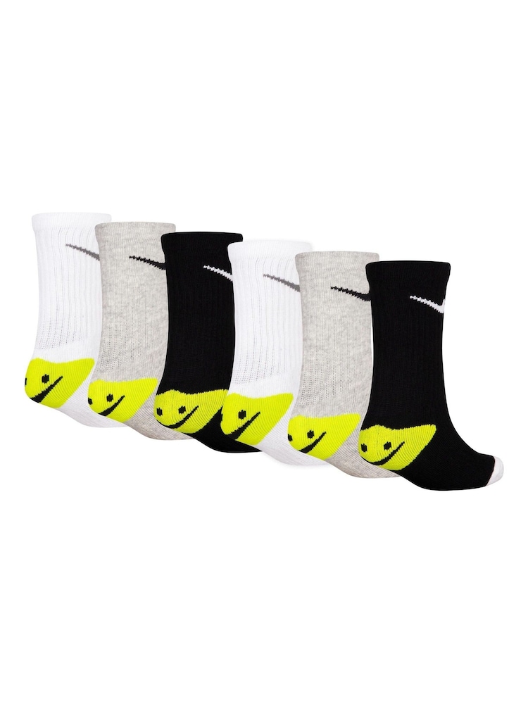Nike Grey Smiley Socks 6 Pack - Image 1 of 3