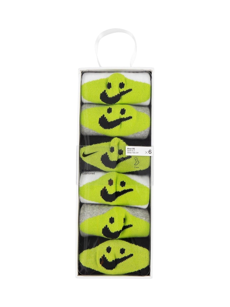 Nike Grey Smiley Socks 6 Pack - Image 2 of 3