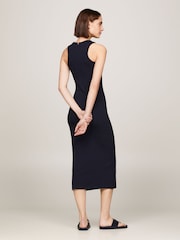 Tommy Hilfiger Blue Ribbed Midi Bodycon Dress - Image 2 of 5