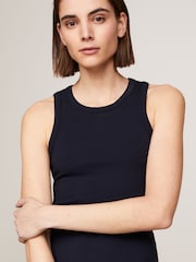 Tommy Hilfiger Blue Ribbed Midi Bodycon Dress - Image 3 of 5