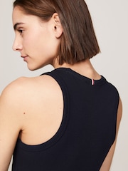 Tommy Hilfiger Blue Ribbed Midi Bodycon Dress - Image 4 of 5