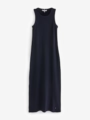Tommy Hilfiger Blue Ribbed Midi Bodycon Dress - Image 5 of 5