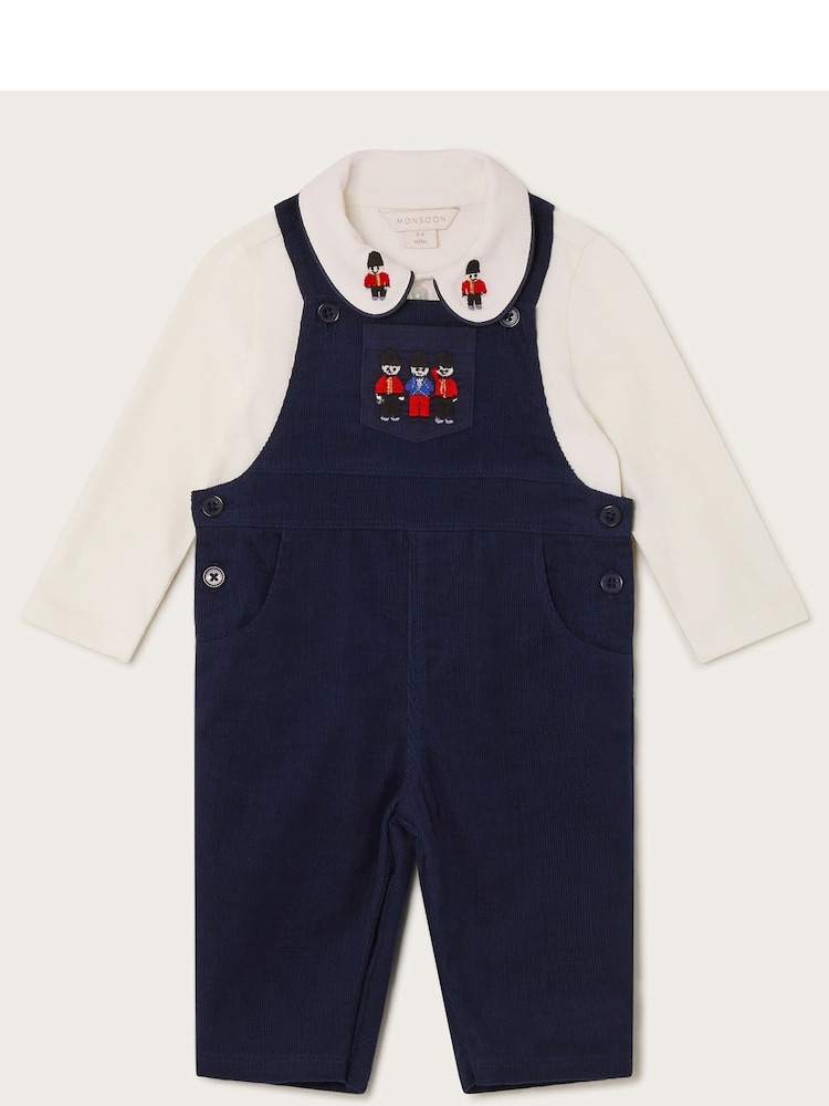 Monsoon Blue London Cord 100% Cotton Dungaree Set - Image 1 of 3