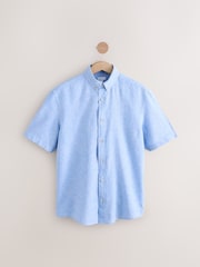 Blue Short Sleeves Linen Shirt - Image 1 of 3