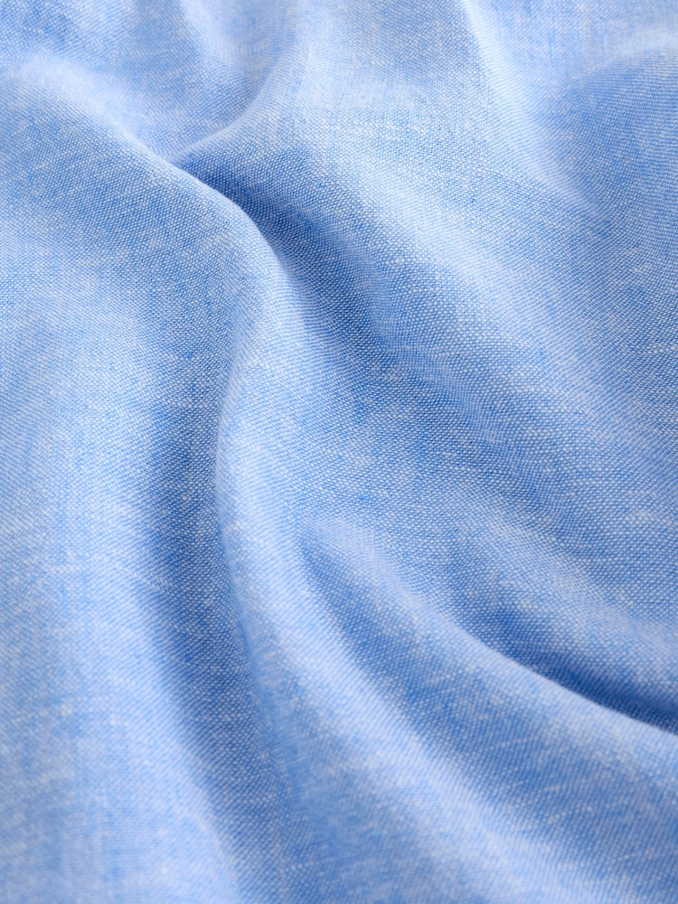 Blue Short Sleeves Linen Shirt - Image 2 of 3