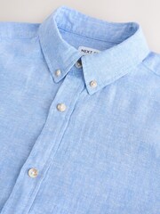 Blue Short Sleeves Linen Shirt - Image 3 of 3