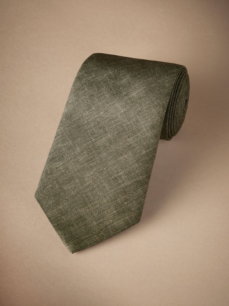 Green Signature Made In Italy Printed Melange Look Tie - Image 1 of 4