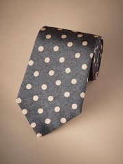 Navy Blue Polka Dot Signature Made In Italy Printed Melange Tie - Image 1 of 4