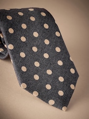 Navy Blue Polka Dot Signature Made In Italy Printed Melange Tie - Image 2 of 4