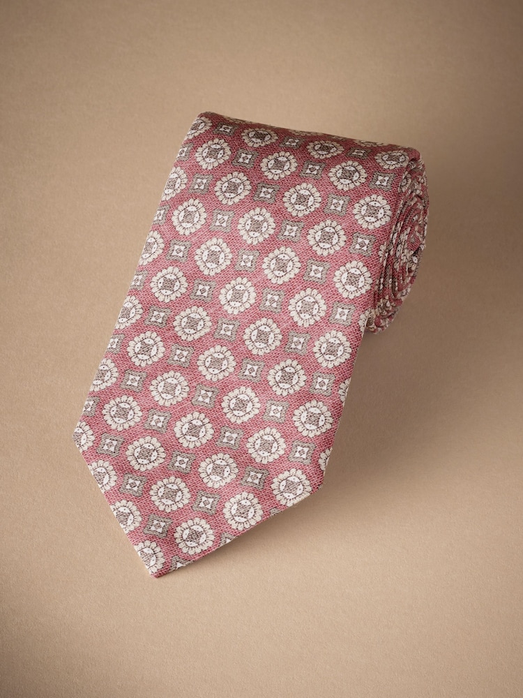Pink Medallion Signature Made In Italy Printed Melange Tie - Image 1 of 4