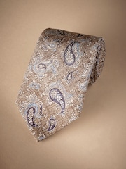 Neutral Brown/Blue Paisley Signature Made In Italy Printed Melange Tie - Image 1 of 4