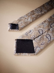 Neutral Brown/Blue Paisley Signature Made In Italy Printed Melange Tie - Image 3 of 4