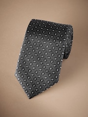 Grey Signature Made In Italy Geometric Design Tie - Image 1 of 4
