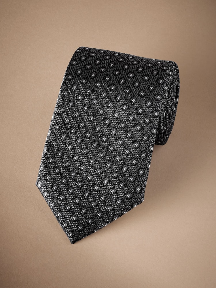 Grey Signature Made In Italy Geometric Design Tie - Image 1 of 4