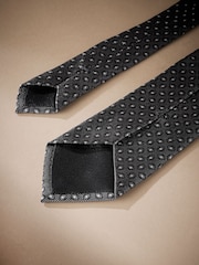 Grey Signature Made In Italy Geometric Design Tie - Image 3 of 4