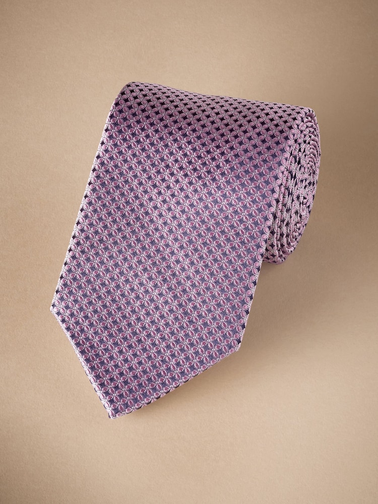 Damson Pink - Signature Made in Italy Krawatte mit geometrischem Muster - Bild 1 von 4