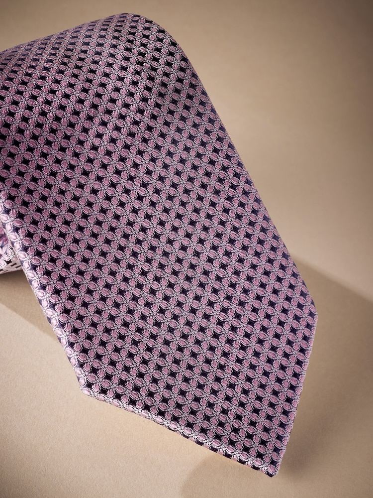 Damson Pink - Signature Made in Italy Krawatte mit geometrischem Muster - Bild 2 von 4