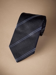 Blue Textured Stripe Signature Made In Italy Stripe Tie - Image 1 of 4