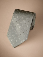 Sage Green Signature Made In Italy Geometric Design Tie - Image 1 of 4