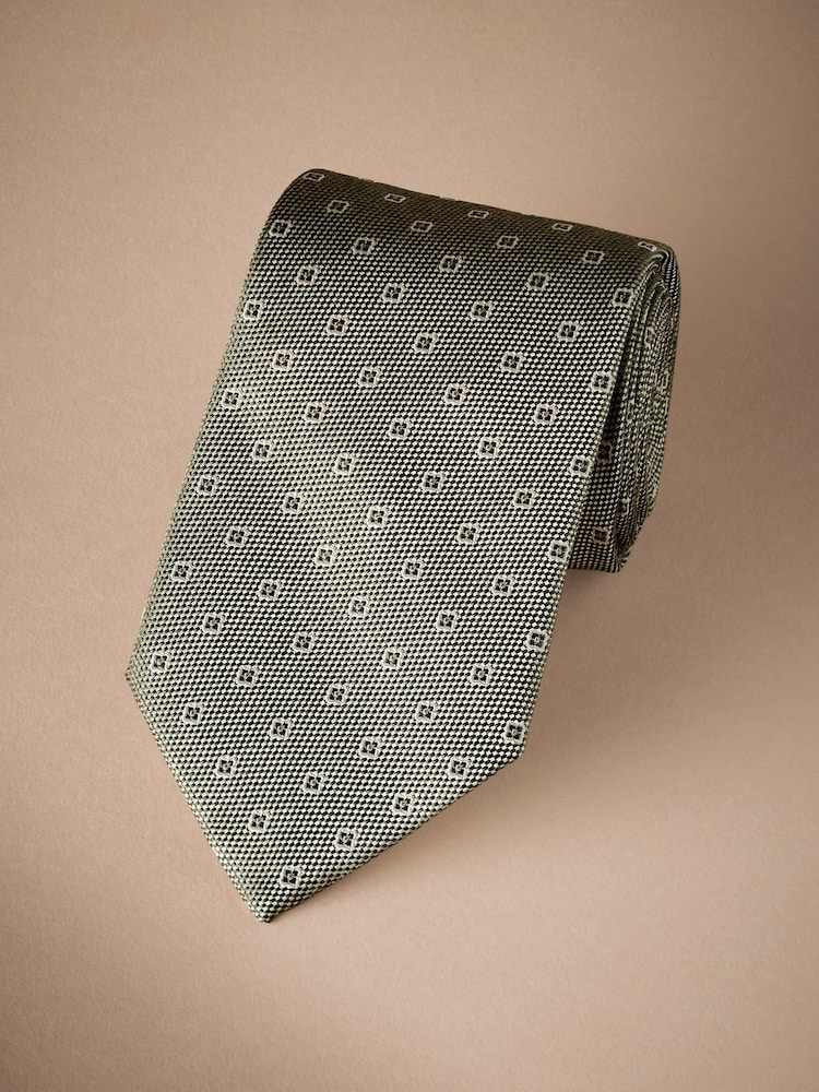 Sage Green Signature Made In Italy Geometric Design Tie - Image 1 of 4