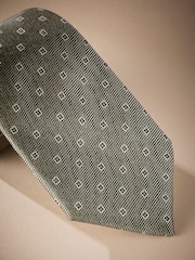 Sage Green Signature Made In Italy Geometric Design Tie - Image 2 of 4