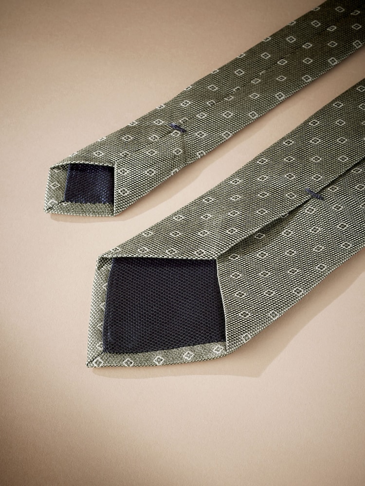 Sage Green Signature Made In Italy Geometric Design Tie - Image 3 of 4