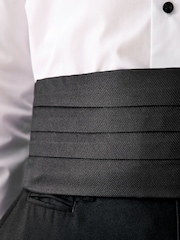 Noir - Signature Made In Italy Cummerbund en soie texturée - Image 2 de 7