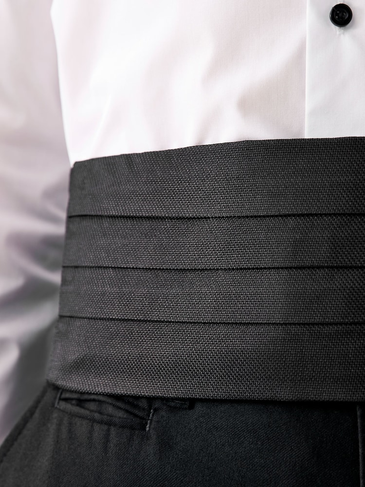 Noir - Signature Made In Italy Cummerbund en soie texturée - Image 2 of 7