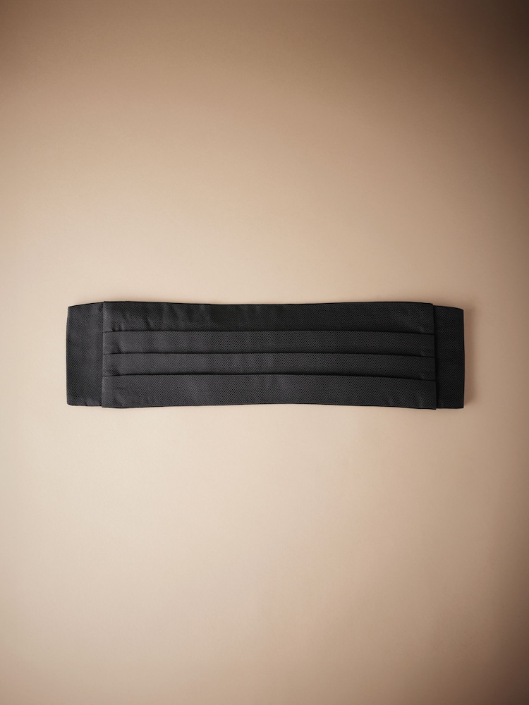 Noir - Signature Made In Italy Cummerbund en soie texturée - Image 5 of 7