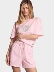 Victoria's Secret Pink W/ Rhinestone Graphic Cotton Short Pyjama Set - Image 1 of 3