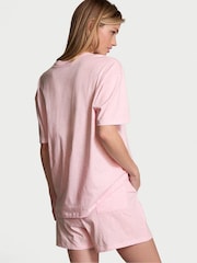 Victoria's Secret Pink W/ Rhinestone Graphic Cotton Short Pyjama Set - Image 2 of 3