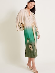 Monsoon Green Florence Ombre Floral Dress - Image 1 of 7