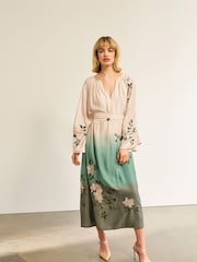 Monsoon Green Florence Ombre Floral Dress - Image 6 of 7