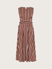 Monsoon Brown Stripe 100% Cotton Jersey Dress - Image 6 of 6