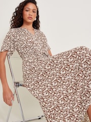 Monsoon Brown Natalia Jersey Print Shirt Dress - Image 4 of 6