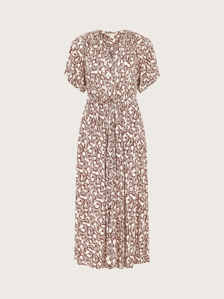 Monsoon Brown Natalia Jersey Print Shirt Dress - Image 6 of 6