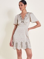 Monsoon Grey Mini Aurora Embellished Dress - Image 1 of 5