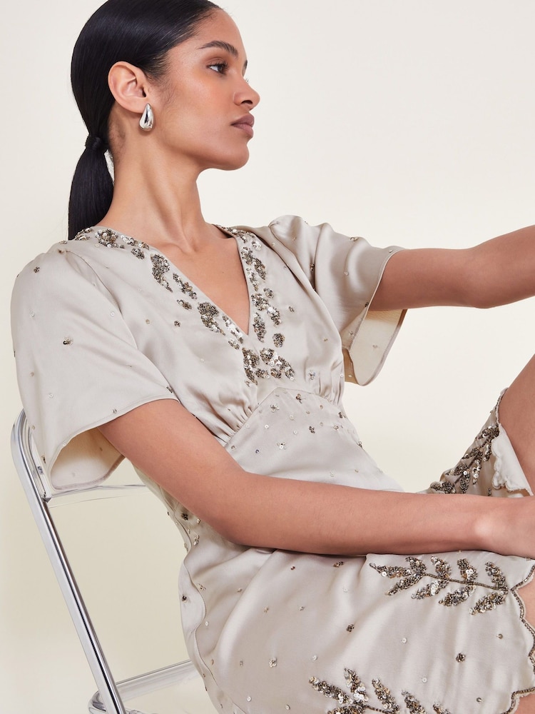 Monsoon Grey Mini Aurora Embellished Dress - Image 2 of 5