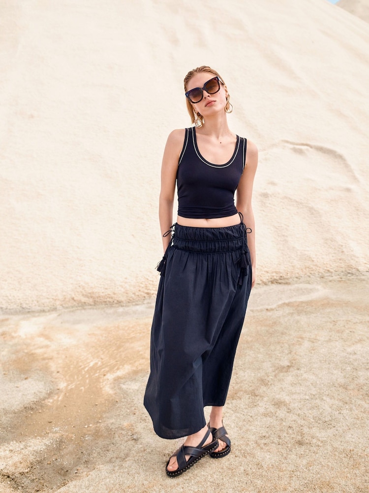 Monsoon Black 100% Cotton Jade Maxi Skirt - Image 1 of 7 Monsoon Black 100% Cotton Jade Maxi Skirt - Image 1 of 7