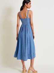 Monsoon Blue Midi Gaia Dress - Image 3 of 7