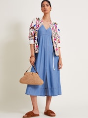 Monsoon Blue Midi Gaia Dress - Image 5 of 7