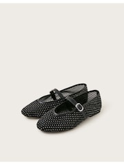 Monsoon Black Cleo Mesh Ballet Flats - Image 4 of 5