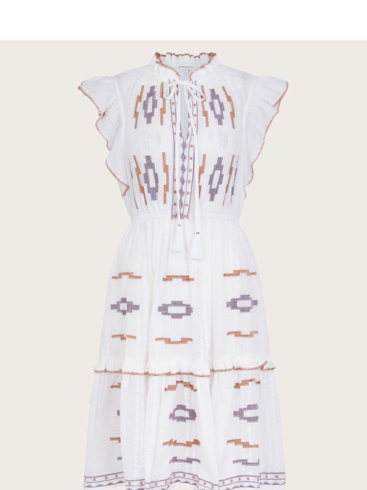 Monsoon Natural 100% Cotton Ula Embroidered Dress - Image 5 of 5