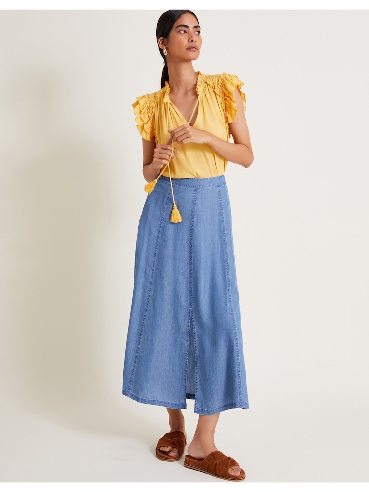 Monsoon Blue Tierra Midi Skirt - Image 1 of 5