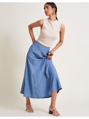 Monsoon Blue Tierra Midi Skirt - Image 4 of 5