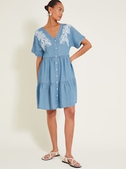 Monsoon Blue Lace Embroidered Dress - Image 4 of 6