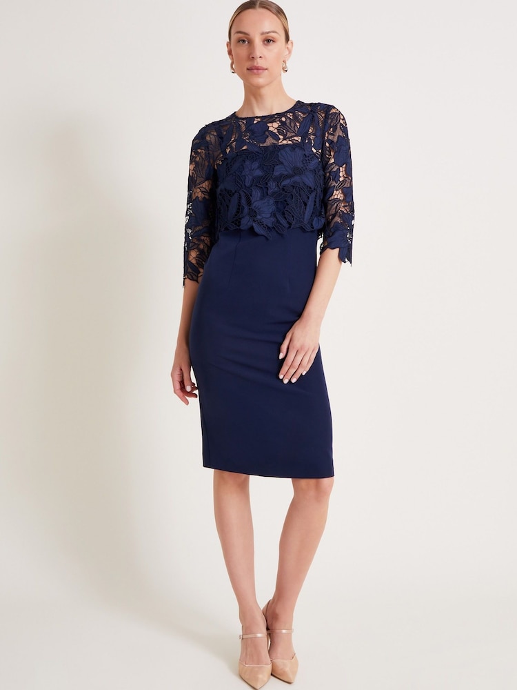 Monsoon Blue Maya Lace Dress - Image 1 of 5 Monsoon Blue Maya Lace Dress - Image 1 of 5