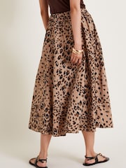 Monsoon Natural Raife Leopard Print 100% Cotton Skirt - Image 3 of 7