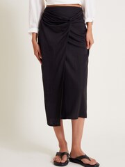 Monsoon Black Winnie Wrap Midi Skirt - Image 1 of 4
