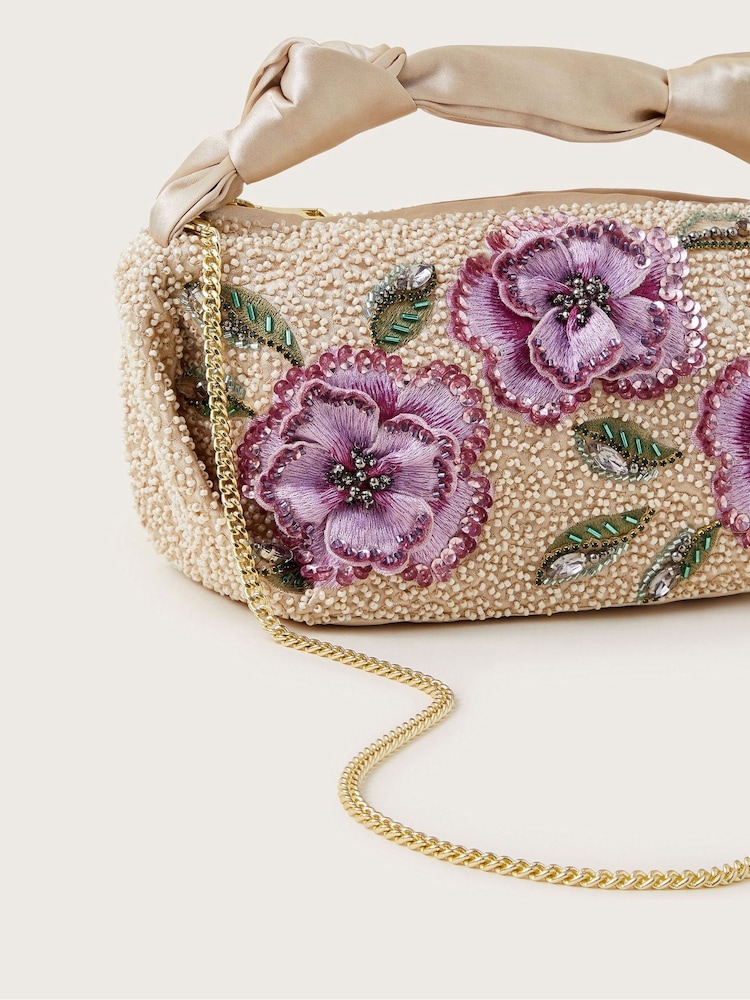 Monsoon Cream Fia Floral Beaded Bag - Image 3 of 3